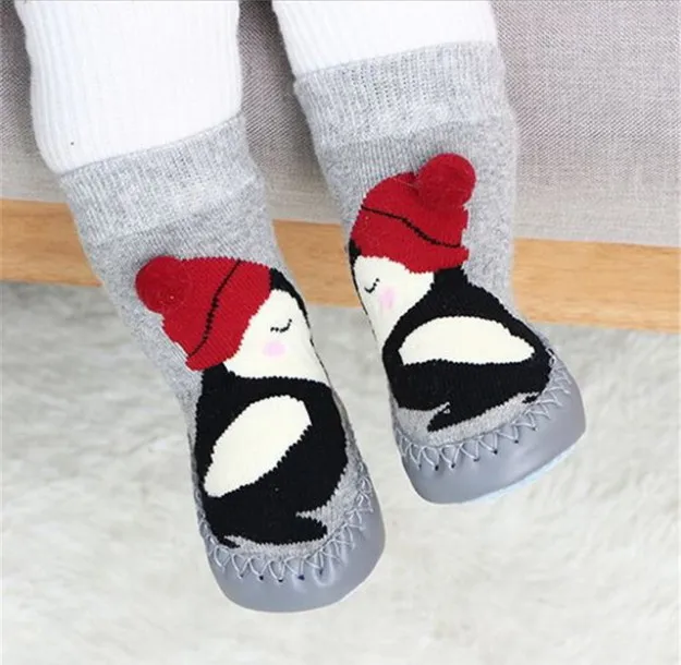 Малышей Крытый Уокер обувь для новорожденных противоскользящие хлопковые махровые чулочно-носочные изделия для детей осень-зима толстые