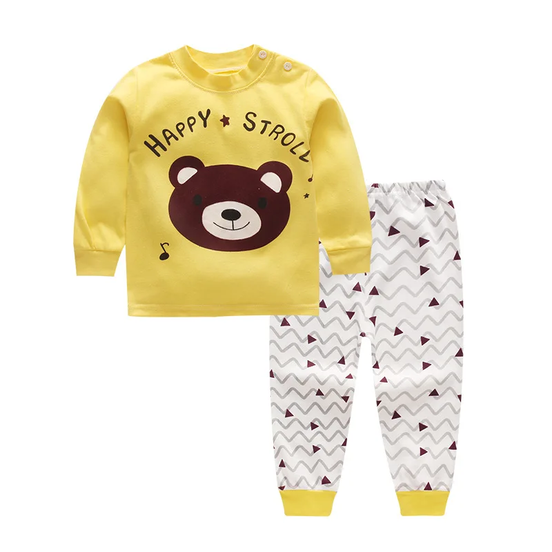 Хлопковая одежда для малышей, футболка с длинным рукавом, топ+ штаны, комплект одежды, нижнее белье для маленьких мальчиков и девочек, 2 предмета
