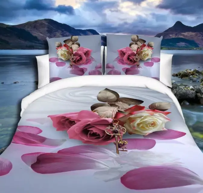 

Bedding Sets Queen Size Floral Printed Duvet Cover Twin Bedcloth Bed Sheets