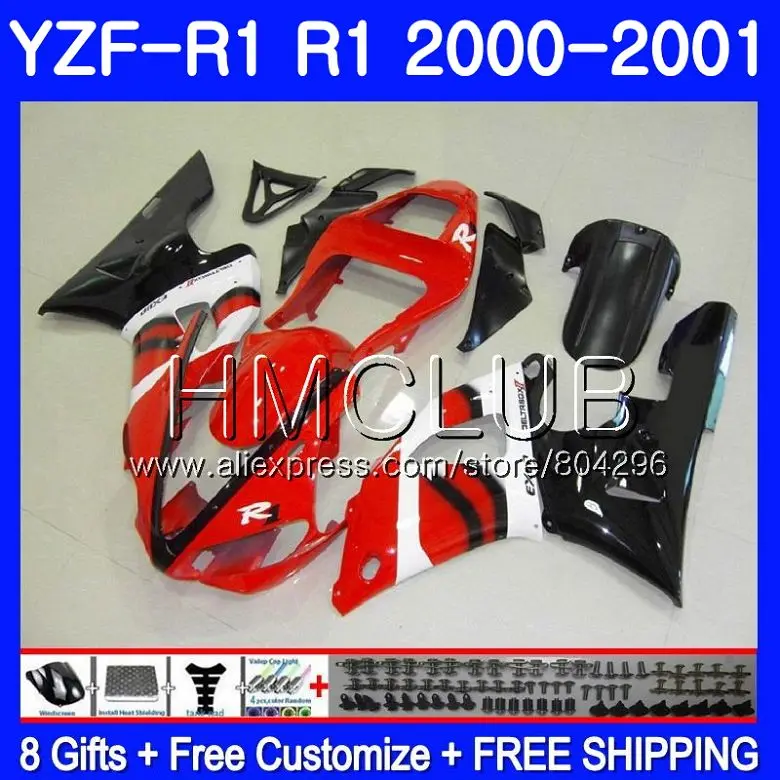 

Bodys For YAMAHA YZF 1000 YZF R 1 YZF R1 00 01 Red white YZF-1000 Frame 108HM10 YZF1000 YZFR1 00 01 YZF-R1 2000 2001 Fairing