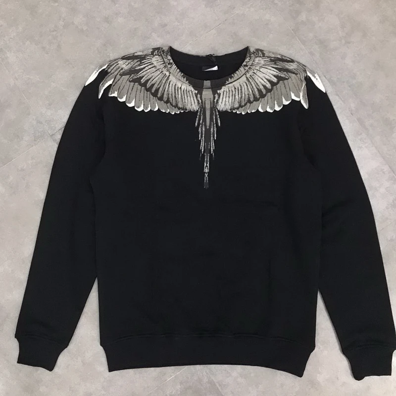 

2 PCS FREE DHL MB MURBON MARCELO BURLON 15FW 100% COTTON Men Long Sleeve DEEP BLUE WING CREW Sweatshirt OVER SIZE XXS-L