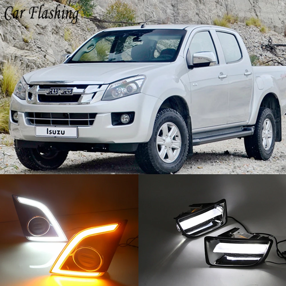 

Car Flashing 1 set LED DRL Daytime driving Running Light Daylight Front bumper light For Isuzu D-max Dmax 2014 2015 2016 2017