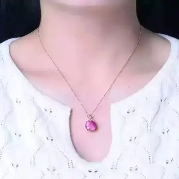 

natural pink topaz pendants 925 sterling silver Crystal transparent gem Pendants simple Plain fine jewelry women send necklace