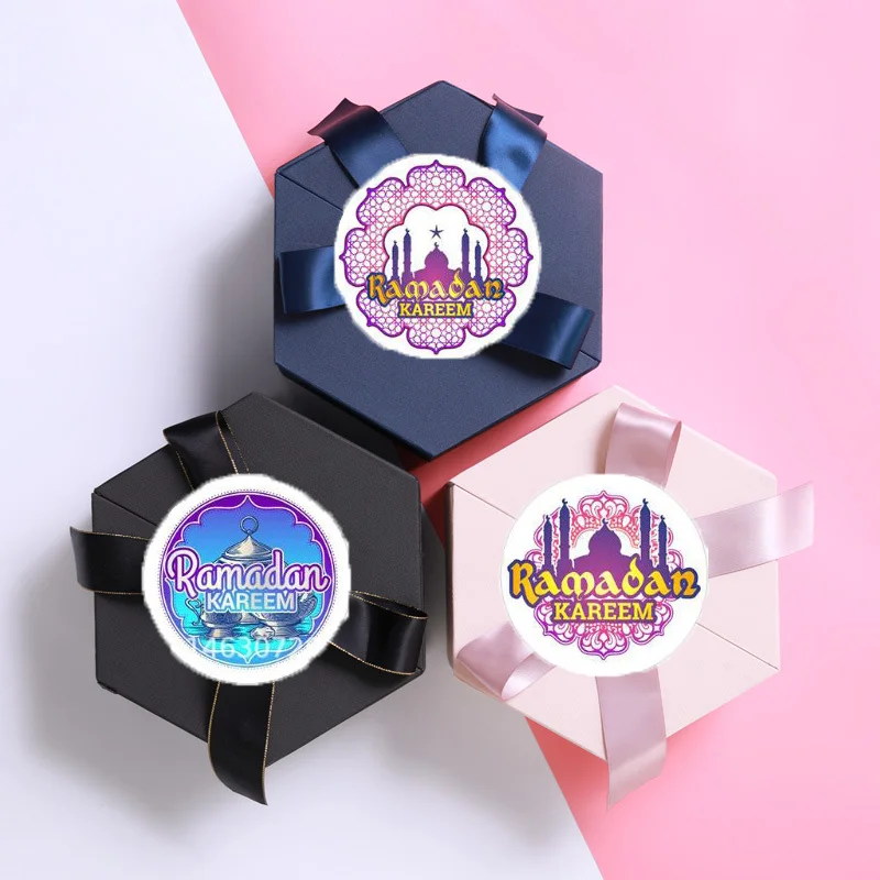 60pcs Eid Mubarak Decoration Paper Sticker Lable Seal 4cm Gift Sticker Islamic Muslim Mubarak Decoration Ramadan Supplies