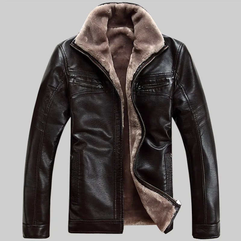 FreeShipping Hot Sale Winter Thick Leather Garment Casual flocking Leather Jacket Men&#39;s Clothing ...