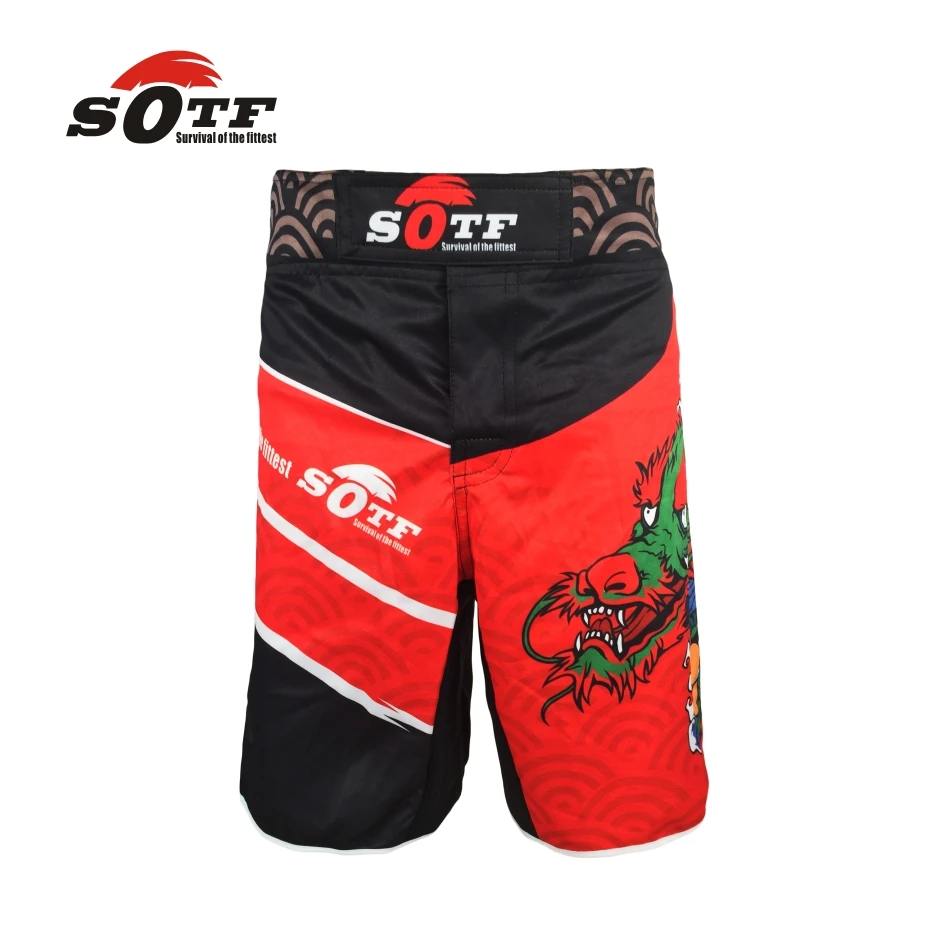 SOTF Красный Дракон издание b спортивные тренировочные дышащие хлопковые боксеры шорты ММА тайские боксерские шорты для кикбоксинга Муай Тай шорты