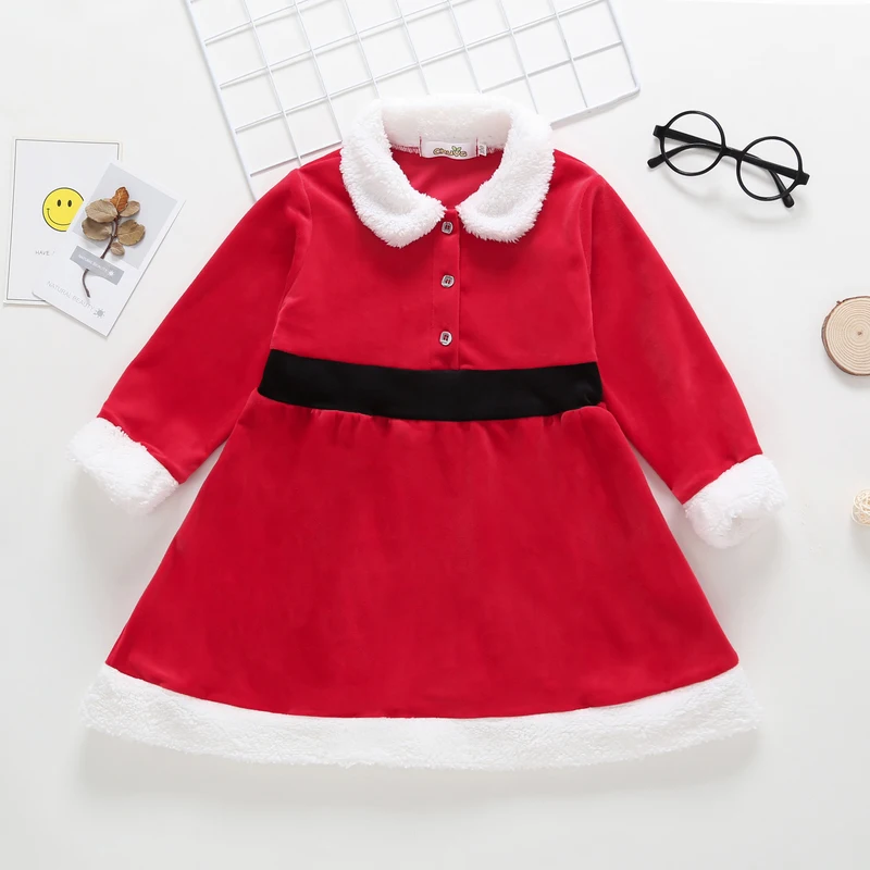 

Baby girl clothes 2019 autumn and winter new European and American girls clothes long sleeves cute red dress princess dress