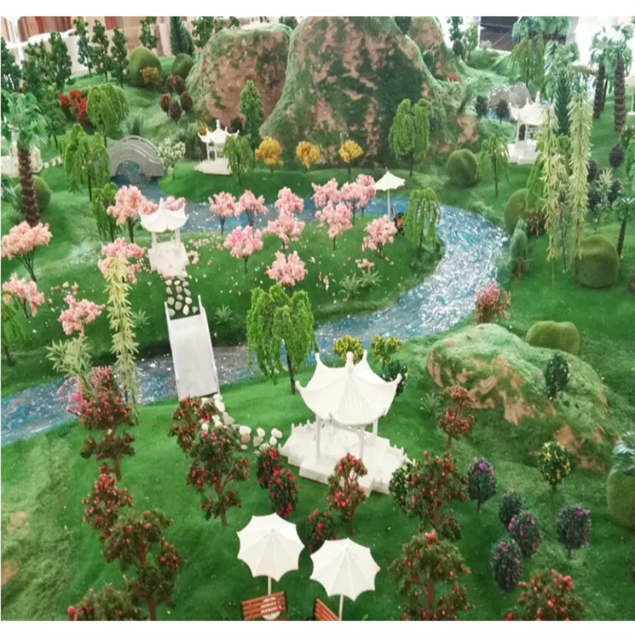 architecture model flock ho train layout grass tree powder (6)