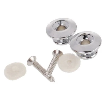 

SEWS 2pcs Strap Button w/ Mounting Screw for Guitar Mandolin---Silver