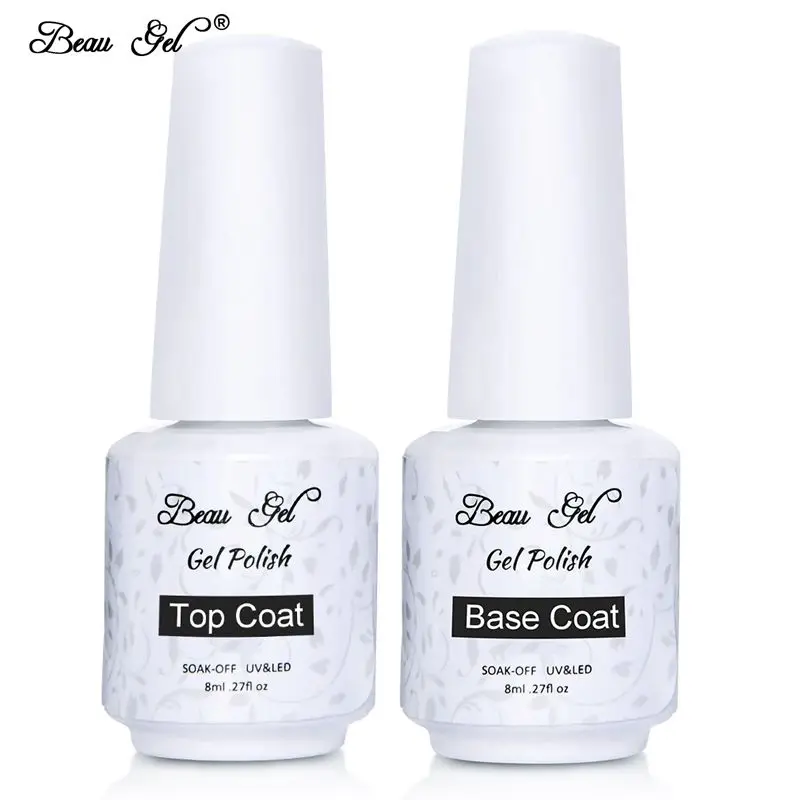 

Beau Gel Professional 8ML Nail Art Based Primer Base Coat Gel Top Coat Manicure Shiny Sealer UV LED Foundation Gel Nail Polish