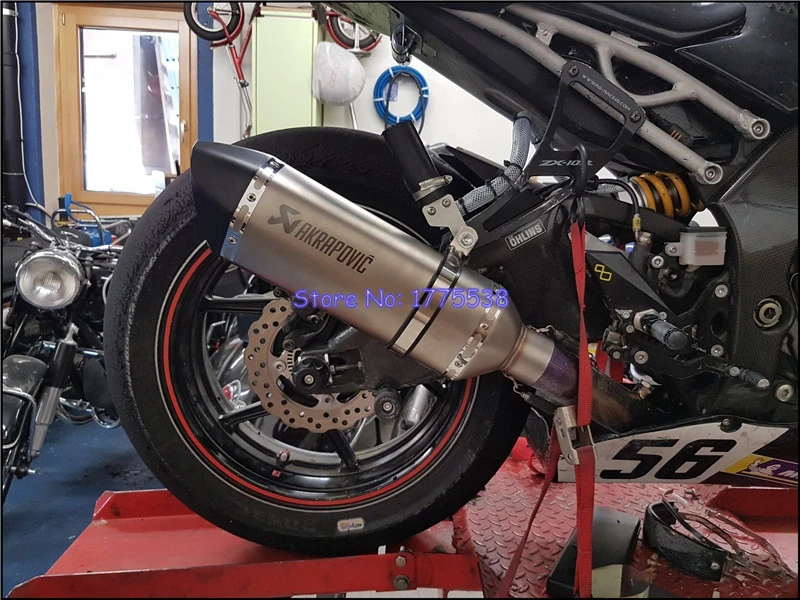 PHULEOVEO izquierda/derecha motocicleta Universal Akrapovic de Escape de: 51mm/61mm L: 570mm/470mm/370mm moto de Escape silenciador de Escape