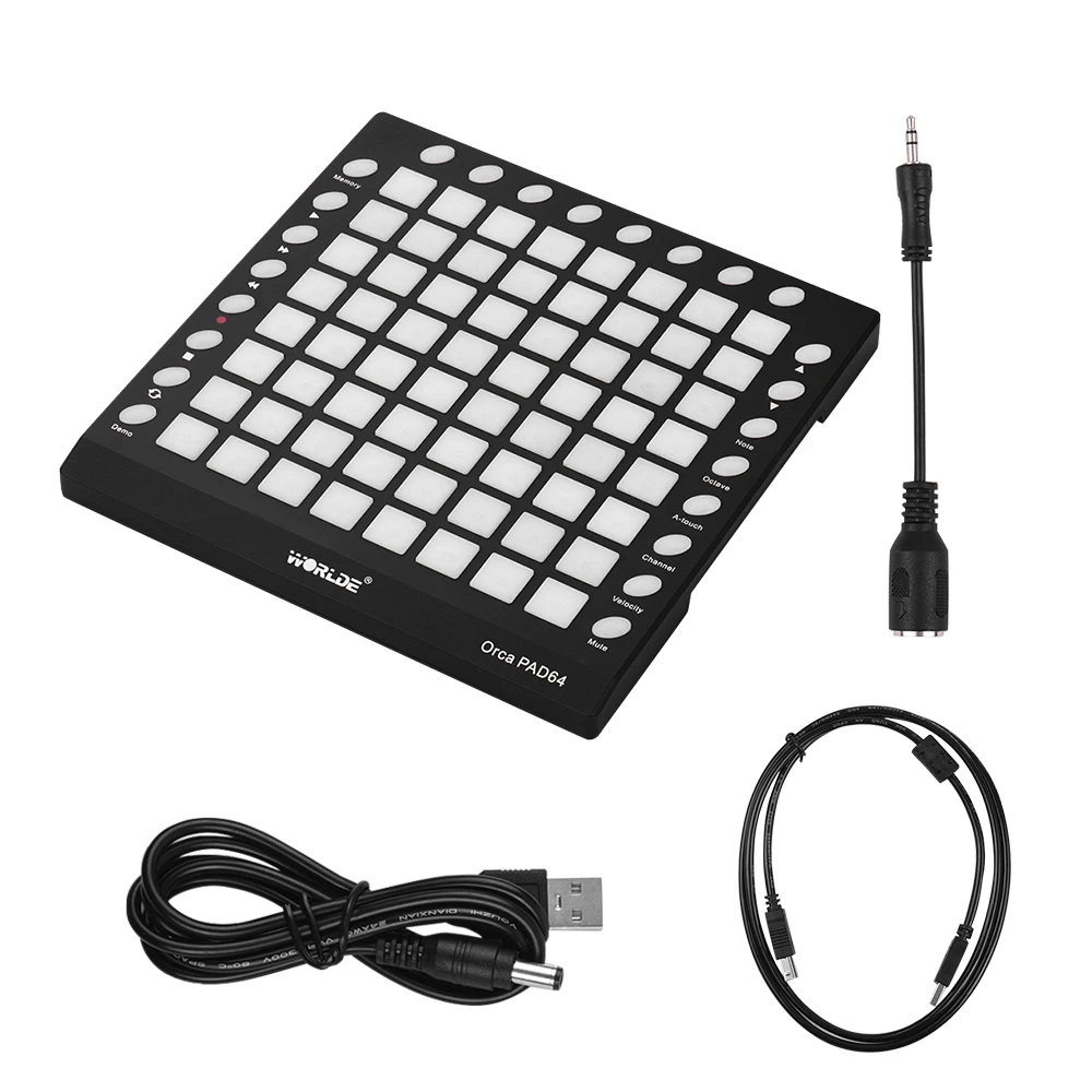 WORLDE ORCA Портативный USB MIDI контроллер для барабана 64 RGB подкладки с подсветкой 24