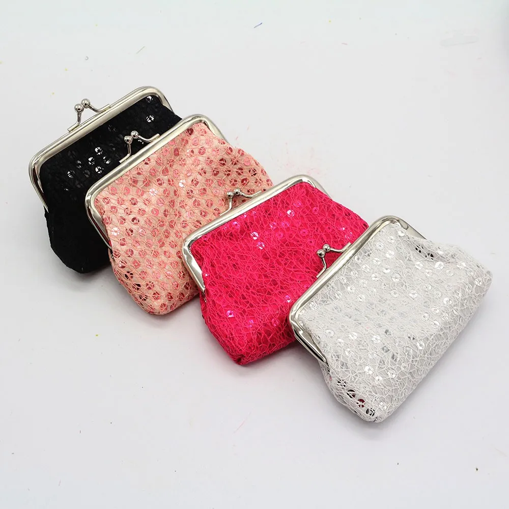 12X9cm женский маленький полиэстеровый кошелек с блестками многофункциональный