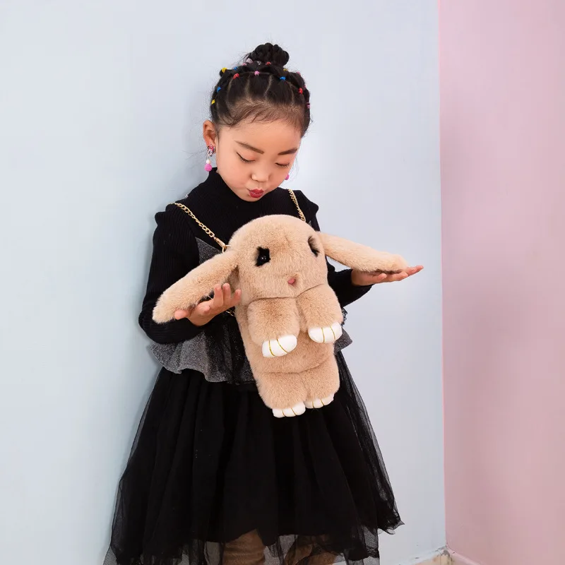 

Rabbit Plush Backpack Japanese Fashion Backpacks Rabbit Dolls Crossbody Bag Messenger Bag Fur Rabbit Bag for Girls
