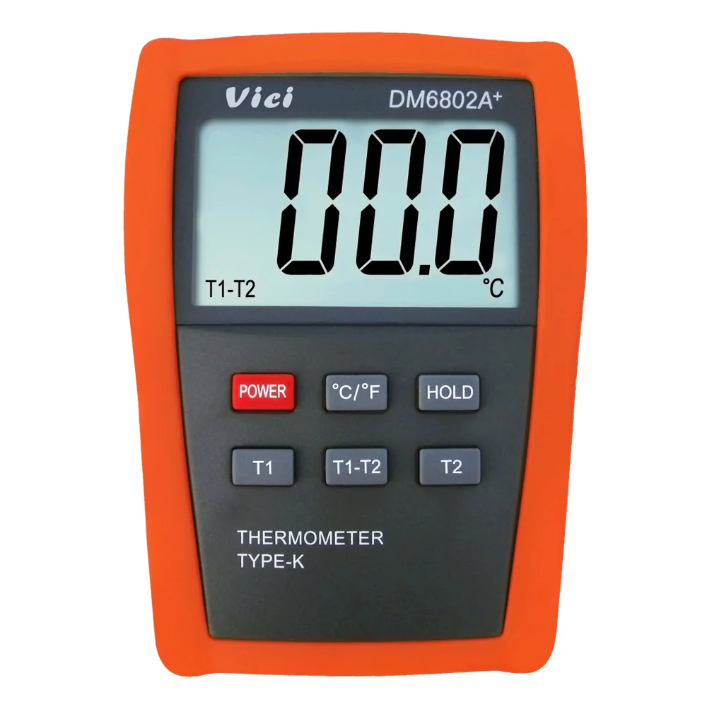 

VICI DM6802A+ LCD Digital Thermometer Temperature Meter Instrument w/Two K-Type Thermocouple Probes Measuring -50-1300 Degree