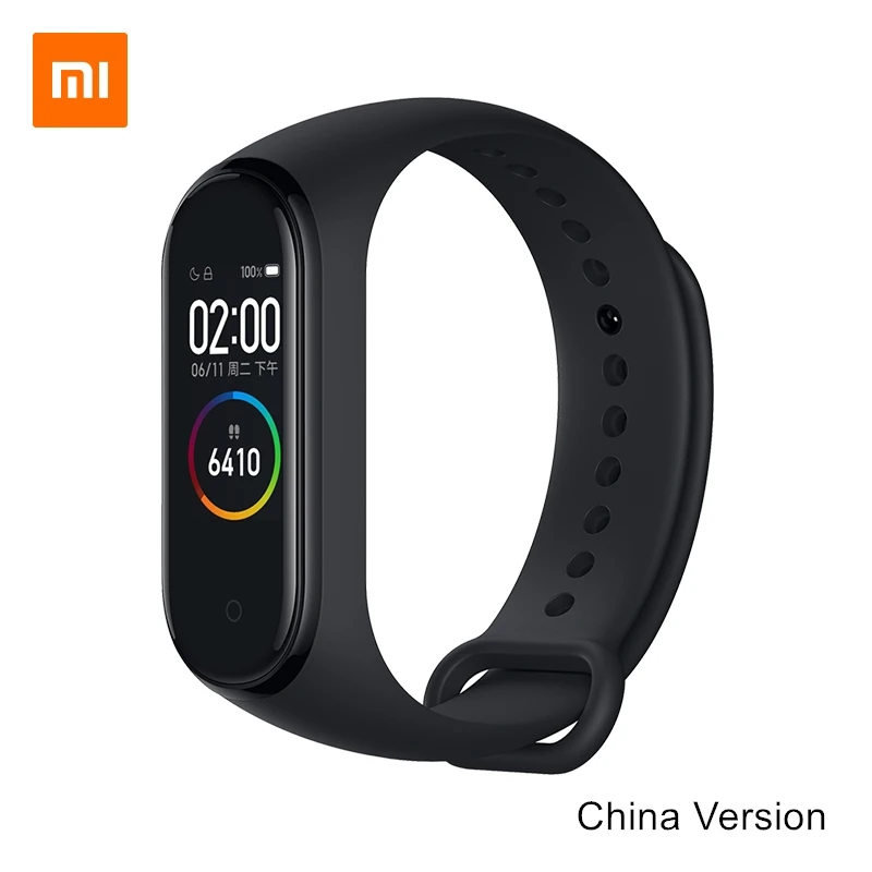 Xiaomi mi, смарт-браслет, 4 браслета, 0,95 дюйма, AMOLED, цветной экран, 5 АТМ, водонепроницаемый, Bluetooth, 5,0, датчик сердечного ритма, mi Band, браслет - Цвет: Black CN Version