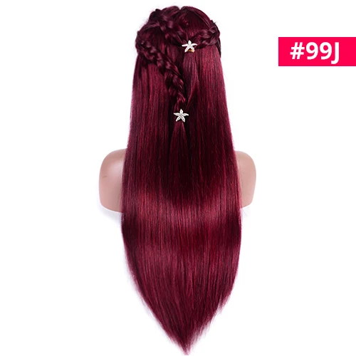 Бразильский прямой парик на кружеве, человеческие волосы, парики 4/27 99j 613, парик на кружеве al, предварительно выщипанные с детскими волосами Remy West Kiss Hair - Цвет: # 99J