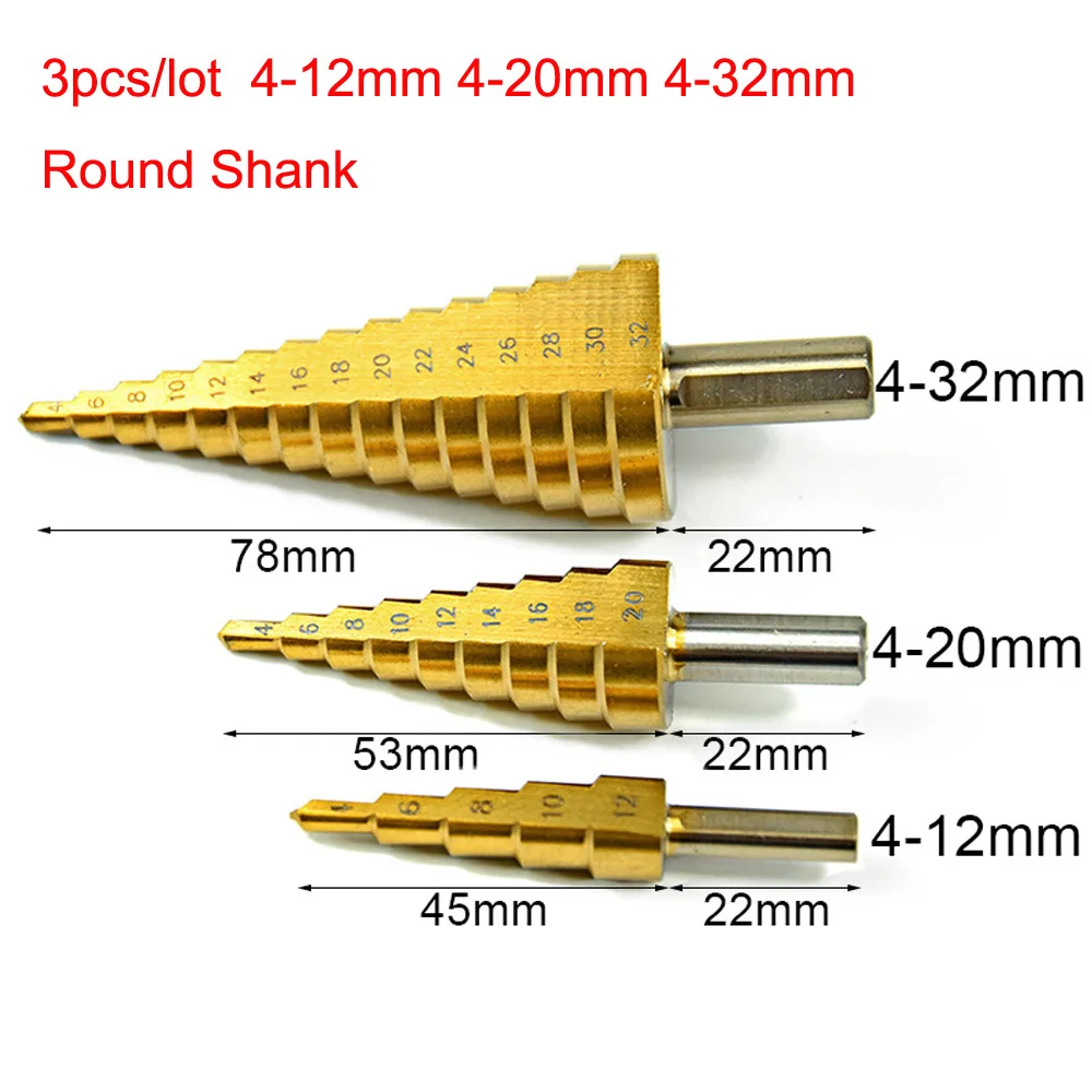 HSS сталь титановые ступенчатые сверла 3-12 мм 4-12 мм 4-20 мм ступенчатые конусные режущие инструменты сталь Деревообработка Дерево Металл сверление