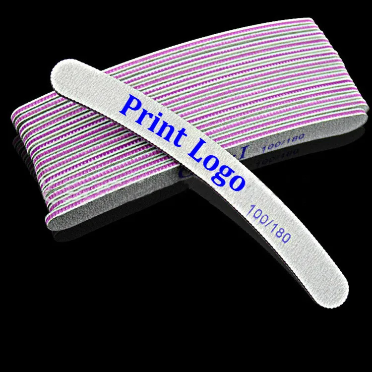 Печать логотипа 5000 шт. EVA Маникюр буфера 100/180 изогнутые Полумесяца Suquare пилочка для ногтей буфера польский шлифовальный инструмент