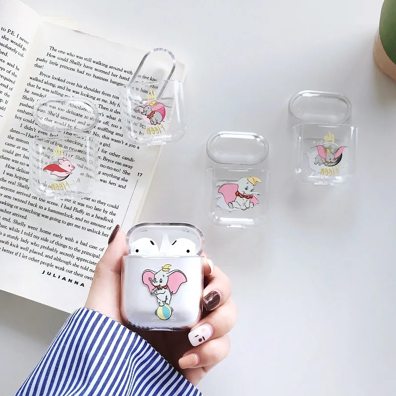 

Cute cartoon Dumbo Fly Elephant Hard PC Case for Apple Airpods Wireless Bluetooth Earphone Transparent Headset bags Pouch Box