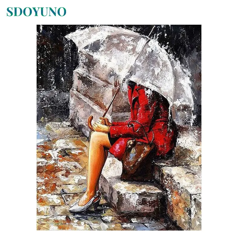 SDOYUNO Painting By Numbers Red umbrella Gift DIY Framed pictures by numbers For Adults Room Decoration Home Decor Wall Art - Цвет: 77