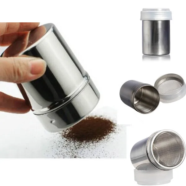 

DealsOcean Stainless Steel Chocolate Shaker Cocoa Flour Salt Powder Icing Sugar Cappuccino Coffee Sifter Lid