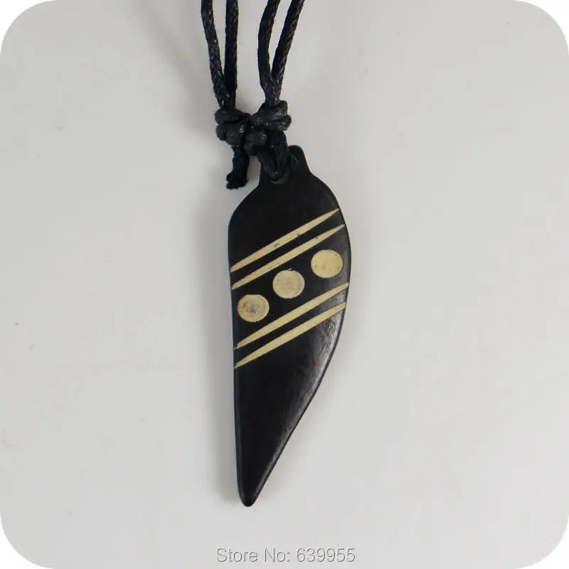 02 Indian Feather Yak Bone Pendant Amulet Necklace Lucky Gift Tribal
