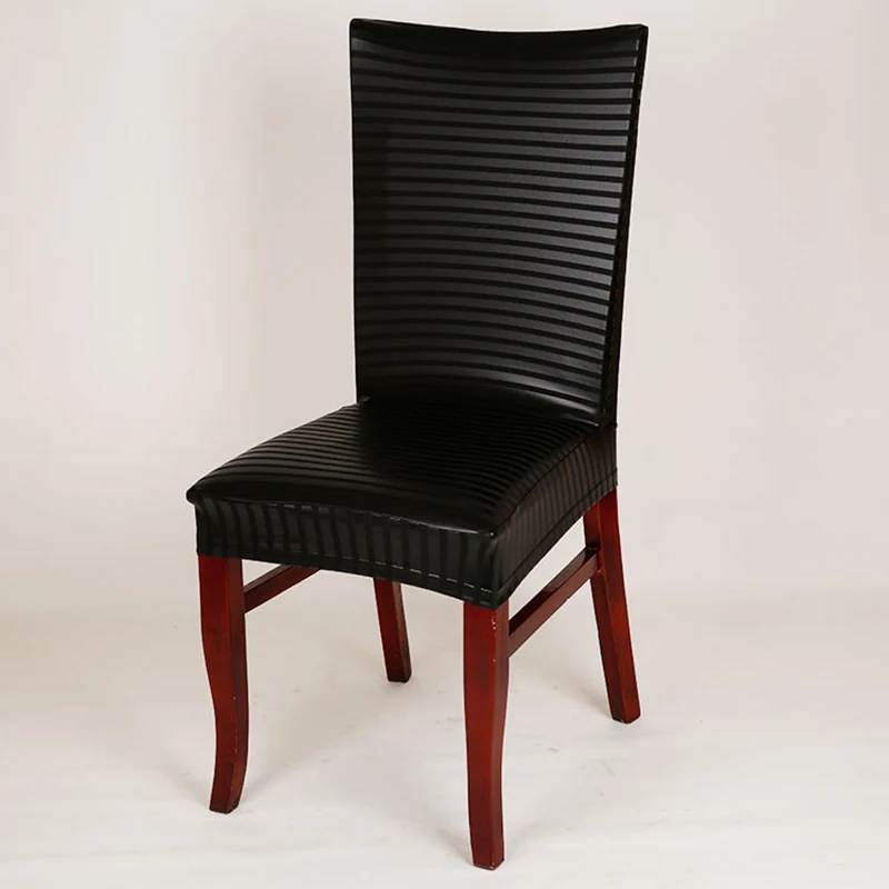 Водонепроницаемый стул для столовой из полиуретановой кожи чехол стрейч чехлы для стульев для отеля ресторана компьютерный чехол для сиденья домашний декор - Цвет: Black Strips