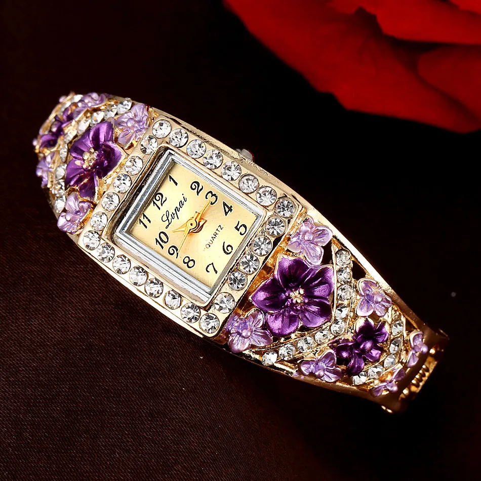 Часы Lvpai, лидер продаж, модные, повседневные, женские, браслет, часы, сплав, цветы, бриллиант, наручные часы, платье, кварцевые часы