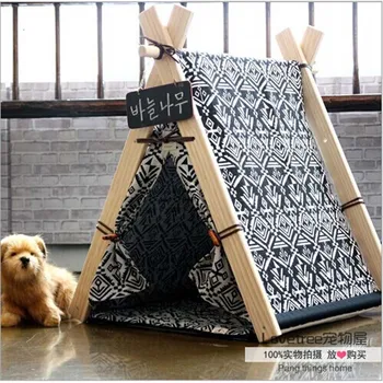 

teepee pet house pet products cant animal bed pet house 100% cotton Kennel play tent with cushion