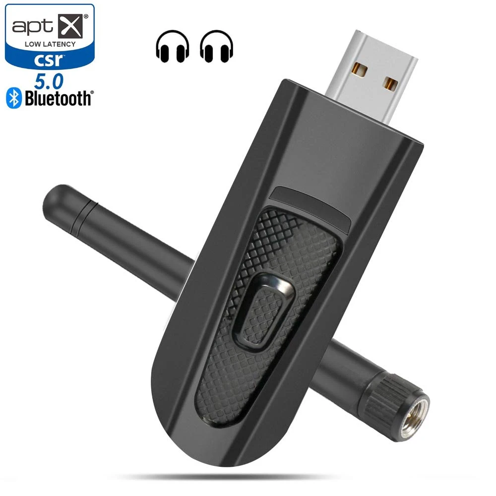 Двойной передатчик Bluetooth 5 0 USB Aux 3 мм AptX с низкой задержкой музыкальный адаптер для