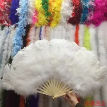 15 костей Высокое качество негабаритных белый страусиное перо веер танцы от Хэллоуин украшения ювелирные изделия
