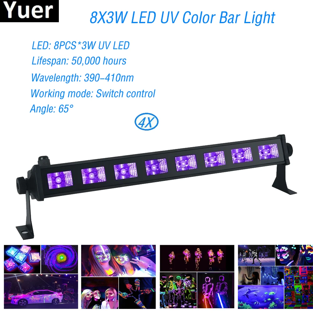 

4Pcs/Lot NEW LED Stage 8X3W LED UV Color Bar Light LED Wall Washer LED Pixel Bar Light For DJ KTV Disco Club Party Night Light