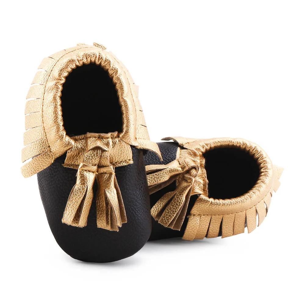 Super Cheap Price Tassel Style Baby Shoes  Shiny Gold PU Tassel Shoes Limited time sales