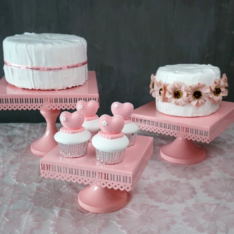 square type cake stands pink princess birthday theme party cake