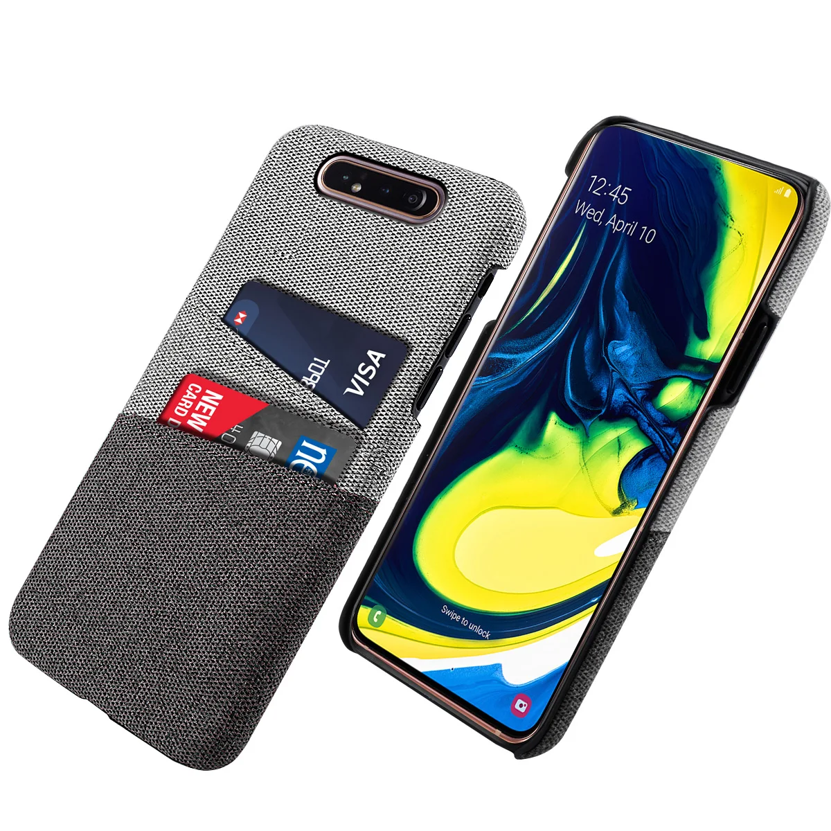 Для samsung Galaxy A80 A70 A60 A50 A40 A30 A20 A10 чехол Защитный тканевый с 2 слотами для карт