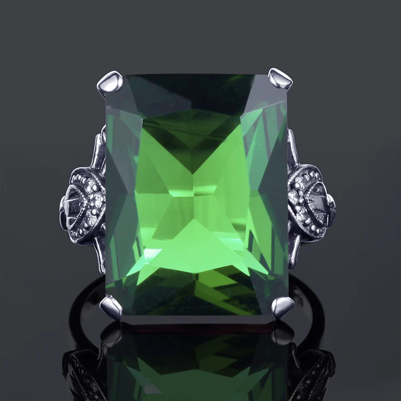 Szjinao 925 пробы серебряные ювелирные изделия винтажные Свадебные Кольца для женщин мужчин женщин геометрическое кольцо зеленый камень по месяцу рождения