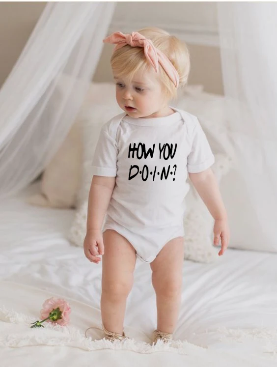 

How You Doin Funny Letter Print Newborn Infant Baby Girl Clothing Cotton Bodysuits Short Sleeve Jumpsuit Kids Clothes Bodysuit