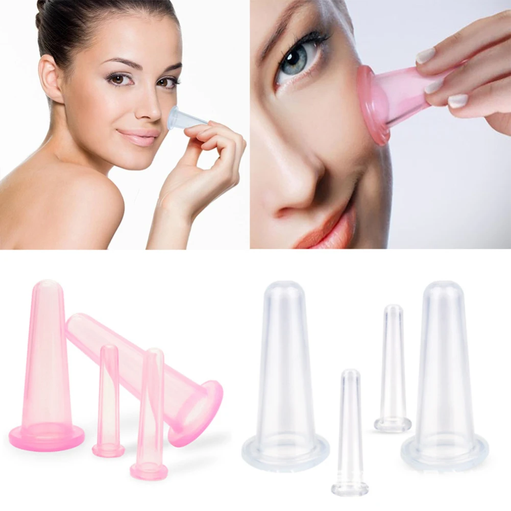 

4pcs/set Silicone Facial Cupping Cup Remove Face Cellulite Face Eye Care Treatment Health Care Tool