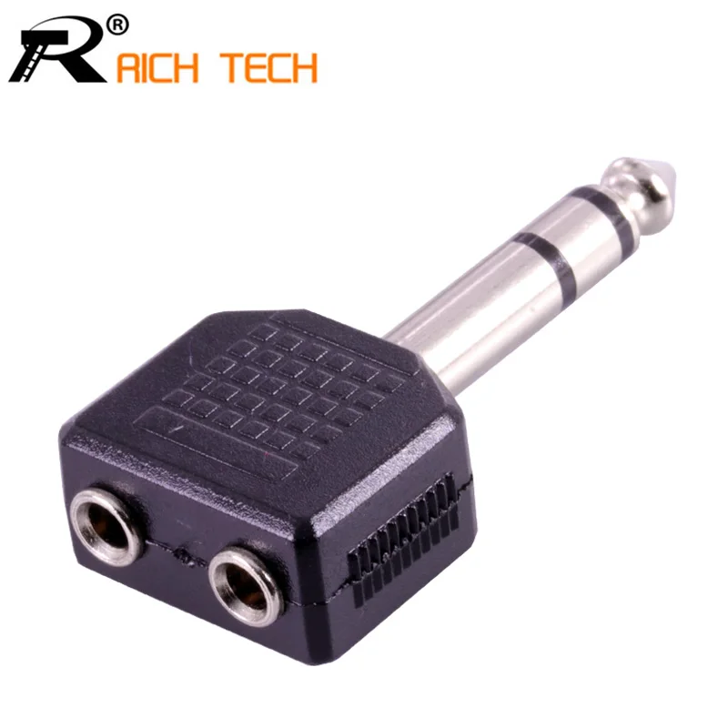 

4pcs Jack 6.3 3pole Speaker Plug to 2 x 3.5mm Jack socket connecteur High quality plastic audio adapter