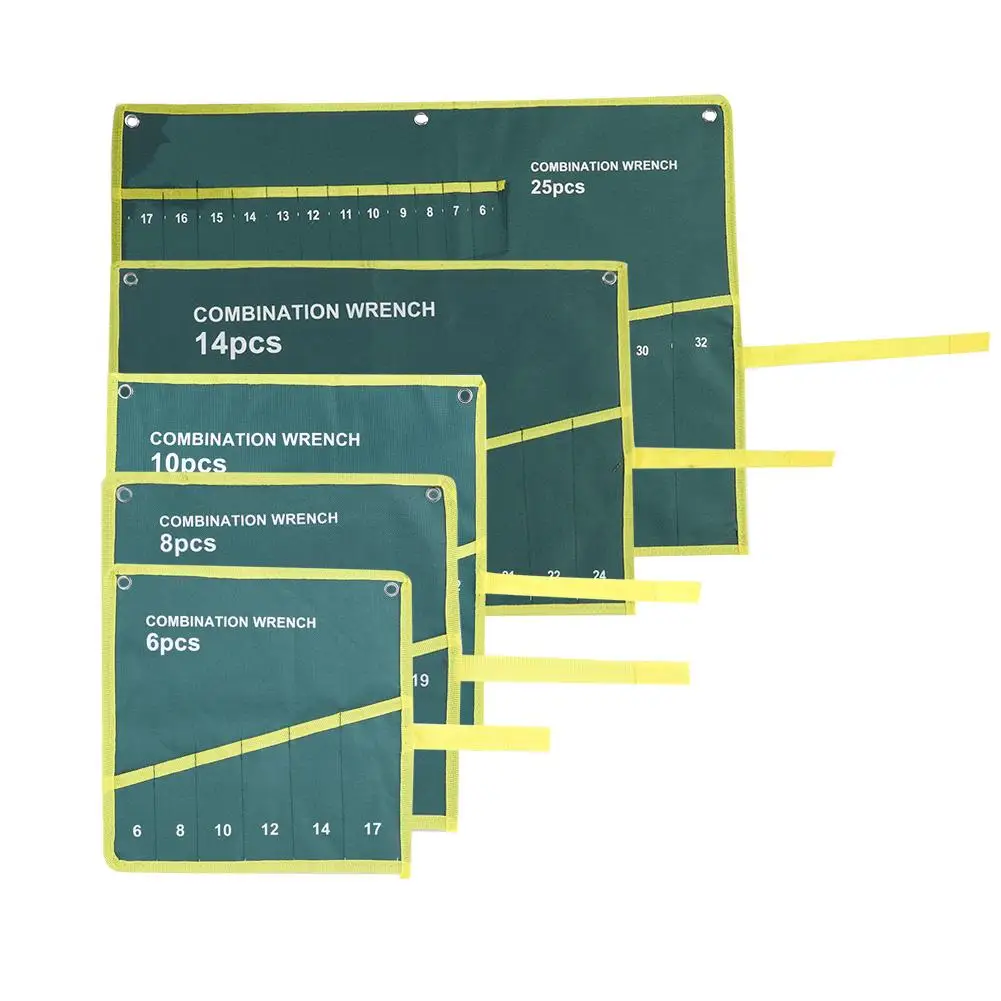 6/8/10/14/25 карманы двойной открытие кольцо комплект ключей чехол сумка для инструмента гаечный ключ, дюймовый стандарт Roll Up для хранения Органайзер, сумка, карман
