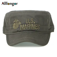 Лето армейские кепки Для мужчин морская пехота США письмо с камуфляжным принтом Casquette армия плоские крышки зеленый хлопчатобумажная бейсболка