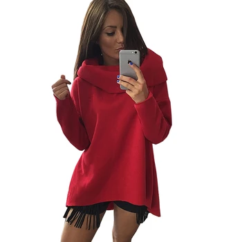 

2018 New Autumn winter Fashion Casual cotton Corduroy Scarf Collar Long sleeves Asymmetrical Pullovers Scarf Collar sweatshirts