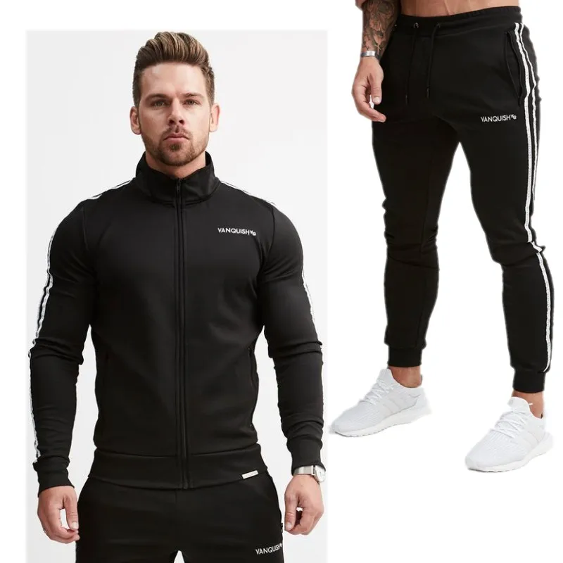 

2019 Men's Set Fashion Spring 2 Piece Sporting Suit Jacket+Pant Sweatsuit Clothing Tracksuit Sweatshirt Sportswear Drop Shipping