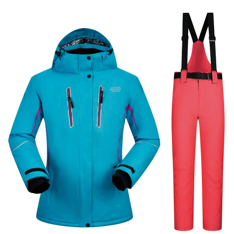 Лыжный костюм для женщин, Зимний ветрозащитный дышащий водонепроницаемый женский зимний комплект из куртки и штанов, комплекты теплой одежды, костюм для сноубординга - Цвет: TL WATERMELON RED