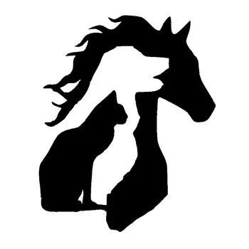

12.5*15.3CM ANIMAL LOVER Horse Dog Cat Car Sticker Vinyl Decal Funny Cartoon Car Accessories C4-0399