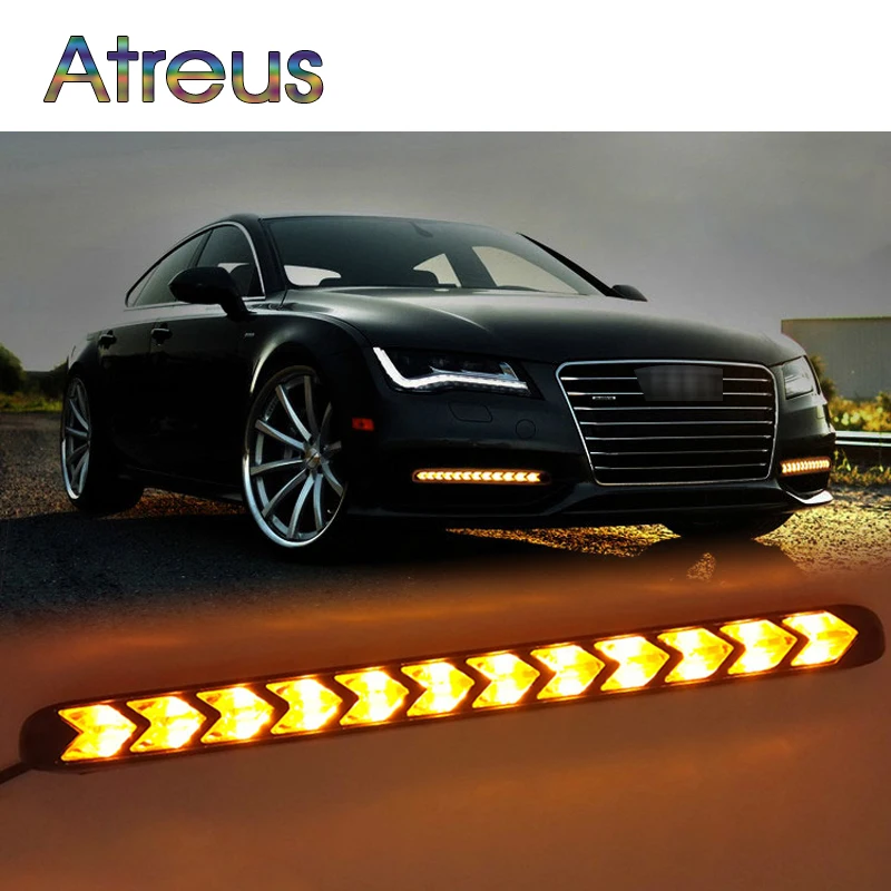 Atreus 2X Автомобильный светодиодный дневной свет поворотники с желтым рулем DRL