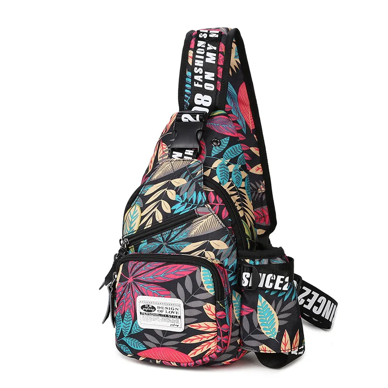 

Ougger Medium Crossbody Bags for Men Chest bag Hip-Hop Style Black Oxford with Cartoon Printing for Outdoor