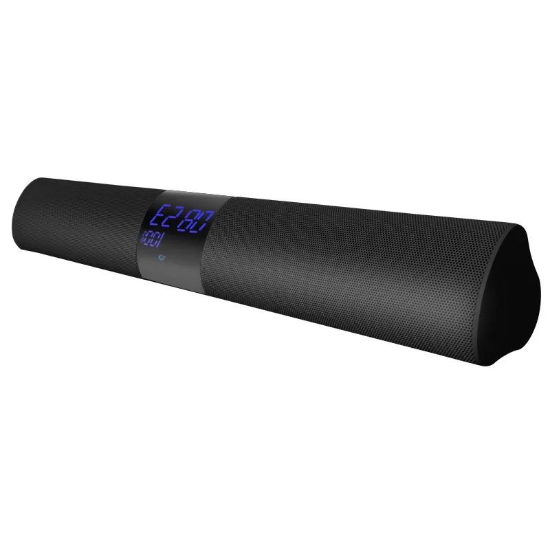 

Wireless Bluetooth Speaker Metal Strip Home Television Computer Hi-Fi Sound Quality Led Display Time Alarm Clock Black White