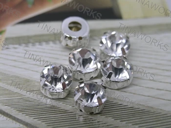 

144pcs/lot 10mm Loose Crystal Sew On Rhinestone Button Clear Stones In Silver Prong, Apparel Accessory Decoration